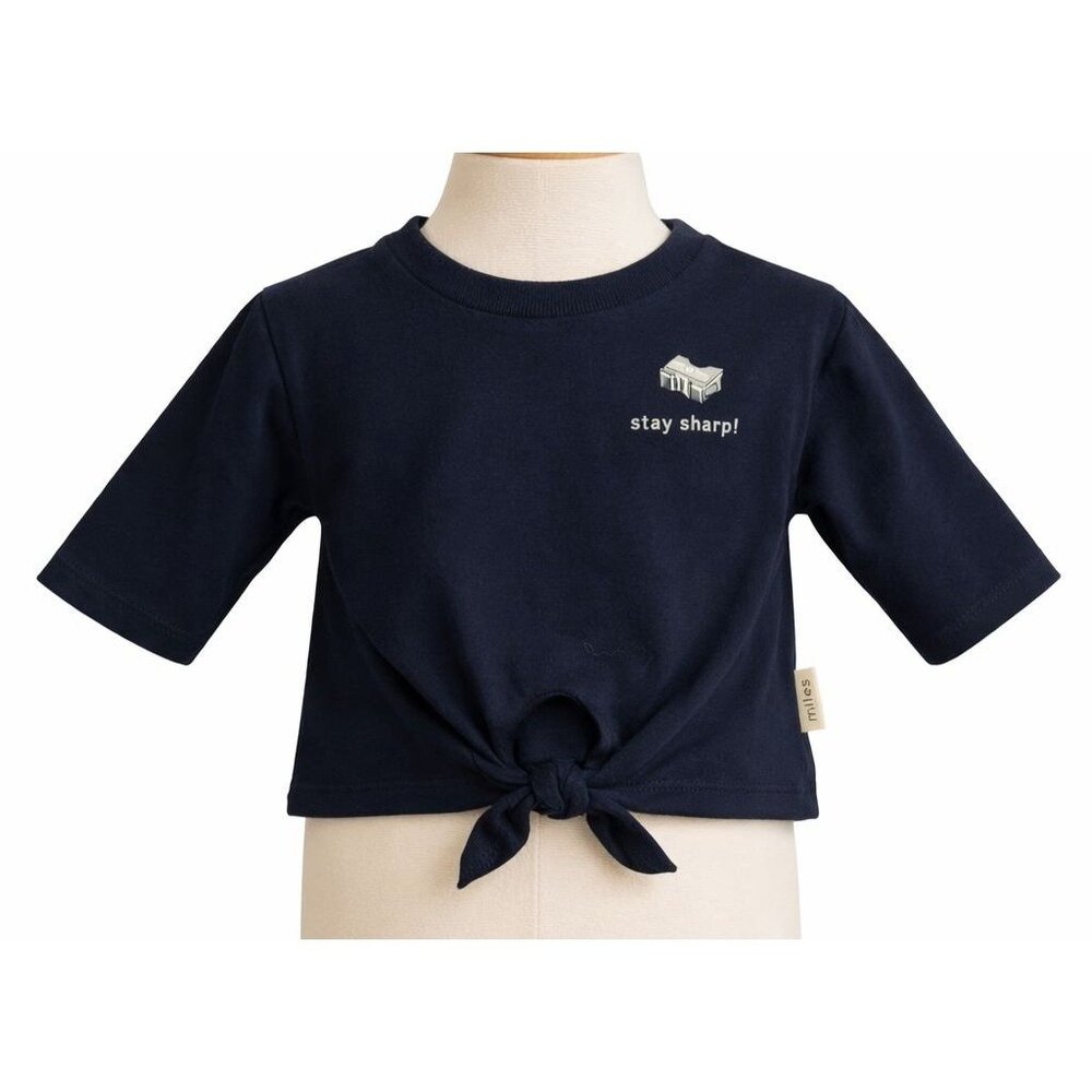 Miles Baby 3M Navy Stay Sharp Tie Front Top New With Tag Minimalist